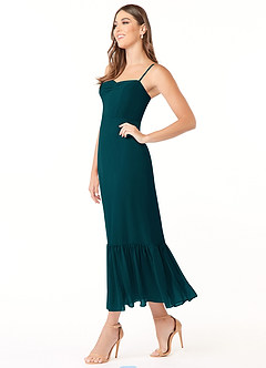 Azazie Justina At-home Try On Dresses Rust A-Line Sweetheart Neckline Chiffon Dress image3