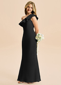 Azazie Alissa Junior Black A-Line Ruched Chiffon Dress image3