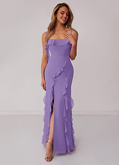 Lace And Chiffon Long Dress with Slit Tahiti