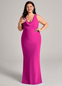 Azazie Rylina Bridesmaid Dresses Fuchsia Mermaid Pleated Chiffon Dress image10