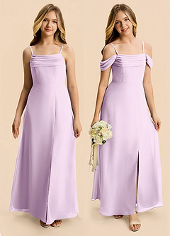 Azazie Lilly Junior Frosted Lilac A-Line Pleated Chiffon Dress image1