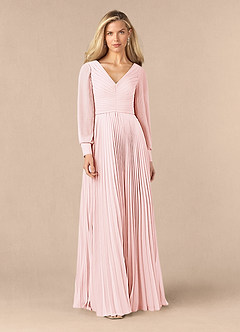 Azazie Zina Mother of the Bride Dresses Blushing Pink A-Line Pleated Chiffon Dress image1