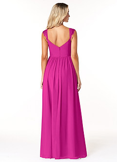 Azazie Cleobella Bridesmaid Dresses Fuchsia A-Line Sweetheart Lace Chiffon Dress image2