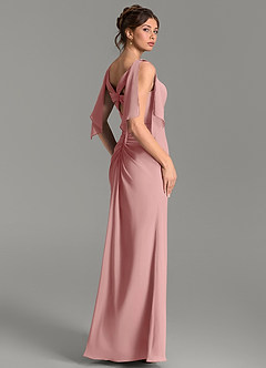Azazie Ember Vestidos de damas de honor Vestido Rosa Polvorienta de Gasa de Corte Recto con Plisado image4