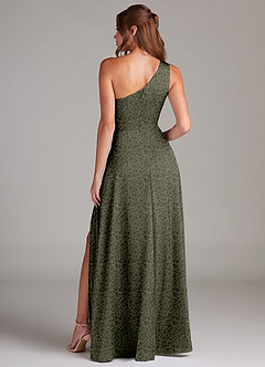 Azazie Brooke Bridesmaid Dresses Willow Green Petite Garden Floral A-Line One Shoulder Stretch Satin Dress image7