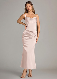 Azazie Sorrel Suknie dla druhen Syrena Gorset Satyna elastyczna Długość kostki Sukienka image5