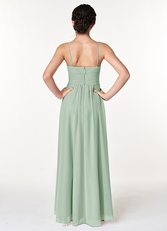 Azazie Catalina Junior Agave A-Line Ruched Chiffon Dress image2