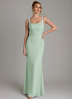 Azazie Agustina Bridesmaid Dresses Agave Mermaid Corset Chiffon Dress image1