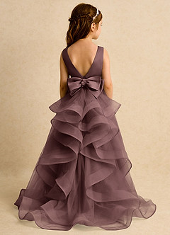 Azazie Lior Flower Girl Dresses Espresso Ball-Gown Pleated Tulle Dress image7