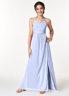 Azazie Luxy Junior Lavender Pleated Mesh Dress image3