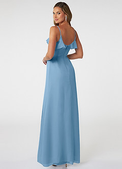 Azazie Natalia Brautjungfernkleider A-Linie Chiffon Kleid Stahlblau image4