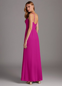 Azazie Tayla Bridesmaid Dresses Fuchsia Sheath Square Neckline Chiffon Dress image2