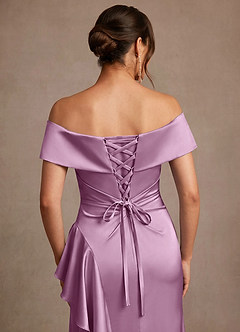 Azazie Kirsty Mère de la mariée Robes Robe Fourreau en Satin extensible Épaule décolletée Glycine image6