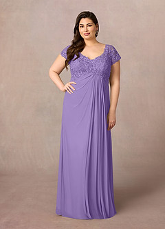 Azazie Macy 신부의 어머니 드레스 A라인 레이스 바닥 길이 드레스 image6