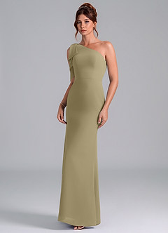 Azazie Rinna Brautjungfernkleider Meerjungfrau-Linie One-Shoulder Chiffon Kleid Moosgrün image3