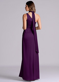 Azazie Philana Bridesmaid Dresses Grape A-Line One Shoulder Stretch Satin Dress image7