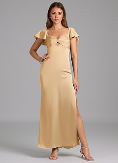 Azazie Demia 신부 들러리 드레스 쉬스 스윗하트 네크라인 스트레치 새틴 발목 길이 드레스 image5