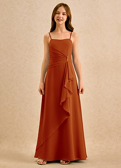 Azazie lolly Girls Formal Blumenmädchenkleider A-Linie Plissee Chiffon Kleid Paprika image4