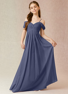 Azazie Kaitlynn Junior Stormy A-Line Off the Shoulder Chiffon Dress image1