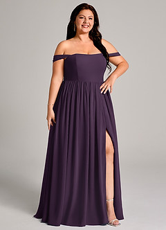 Azazie Calianna Bridesmaid Dresses Plum A-Line Off the Shoulder Chiffon Convertible Dress image4