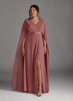 Azazie Isa Mother of the Bride Dresses Desert Rose A-Line V-Neck Pleated Chiffon Dress image9
