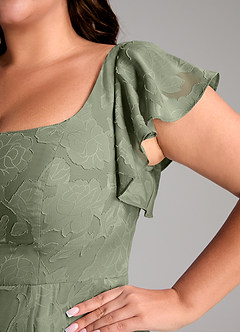 Azazie Bondi Bridesmaid Dresses Pistachio A-Line Side Slit Floral Burnout Dress image11