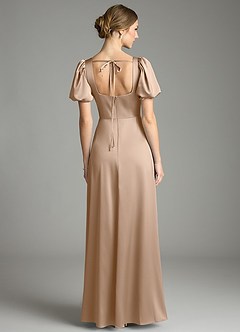 Azazie Fyona Suknie dla druhen Linia A Pofałdowany Satyna elastyczna Do ziemi Sukienka image13