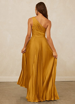 Christian Siriano Bridal for Azazie 1008 Bridesmaid Dresses Butterscotch A-Line One Shoulder Stretch Satin Dress image7