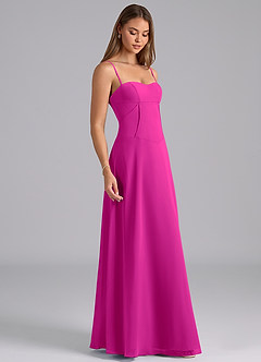 Azazie Valentine Jurken voor bruidsmeisjes Jurk van Chiffon met A-Lijn Korset Fuchsia image5