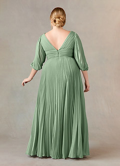 Azazie Zahara Mother of the Bride Dresses Matcha A-Line V-Neck Pleated Chiffon Dress image8
