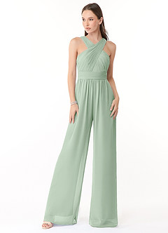 Azazie Berdie Abiti da Damigella Tuta in Chiffon con Scollo Halter Agave image1