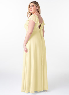 Azazie Syenna Brautjungfernkleider A-Linie Gestreift Chiffon Kleid Zitronensorbet image9