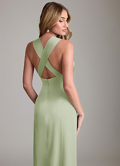 Azazie Cemion Probar vestidos en casa Vestido de Salvia Polvorienta de Satén Elástico de Corte en A image2