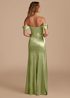 Azazie Amyra Bridesmaid Dresses Pistachio Mermaid Sweetheart Neckline Metallic Satin Convertible Dress image6