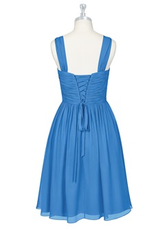 Azazie Angie Bridesmaid Dresses Blue Jay A-Line Corset Chiffon Dress image8