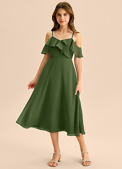 Azazie Kamilla Junior Klä av A-Line i Chiffong Av axeln image1