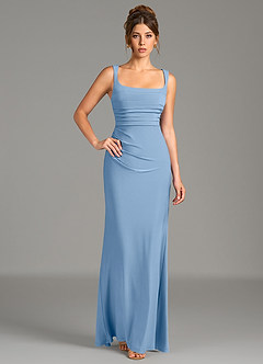 Azazie Agustina Bridesmaid Dresses Powder Blue Mermaid Corset Premium Stretch Jersey Dress image5