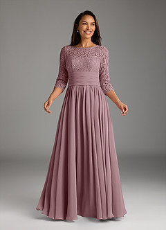 Azazie Olga Mother of the Bride Dresses Dusty Rose A-Line Lace Chiffon Dress image2