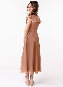 Azazie Posie Junior Bronzer A-Line Ruched Chiffon Dress image4