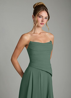 Azazie Gabriela Bridesmaid Dresses Eucalyptus A-Line Corset Chiffon Dress image10