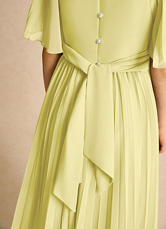 Azazie Gisele Flower Girl Dresses Lemon Sorbet A-Line Pleated Chiffon Dress image7