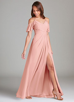 Azazie Dakota Bridesmaid Dresses Rosette A-Line Off the Shoulder Mesh Dress image3