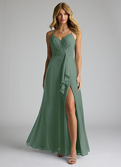 Azazie Akita Bridesmaid Dresses Eucalyptus A-Line Chiffon Dress image3