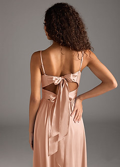 Azazie Zeya Brudtärnklänningar Klänning av A-Line i Stretch Satin Plisserad Roséguld image4