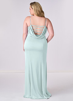 Barbie ♥ Azazie Bridesmaid Dresses Sea Glass Mermaid Corset Stretch Satin Dress image7