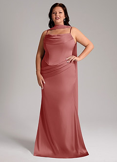 Azazie Sorrel 신부 들러리 드레스 인어 스트랩리스 스트레치 새틴 바닥 길이 드레스 image7