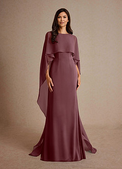 Azazie Milfred vestidos de madre de la novia Vestido de Sangrado de Satén Elástico de Recto con Cuello de barco image5