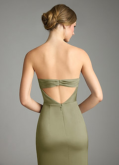 Azazie Leonis Bridesmaid Dresses Pistachio Mermaid Pleated Stretch Satin Convertible Dress image7