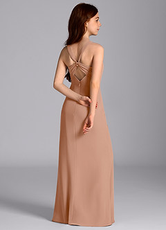 Azazie Mero Junior Champagne Rose Mermaid Pleated Chiffon Dress image7