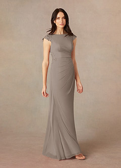 Azazie Janie Mother of the Bride Dresses Taupe Mermaid Lace Dress image2